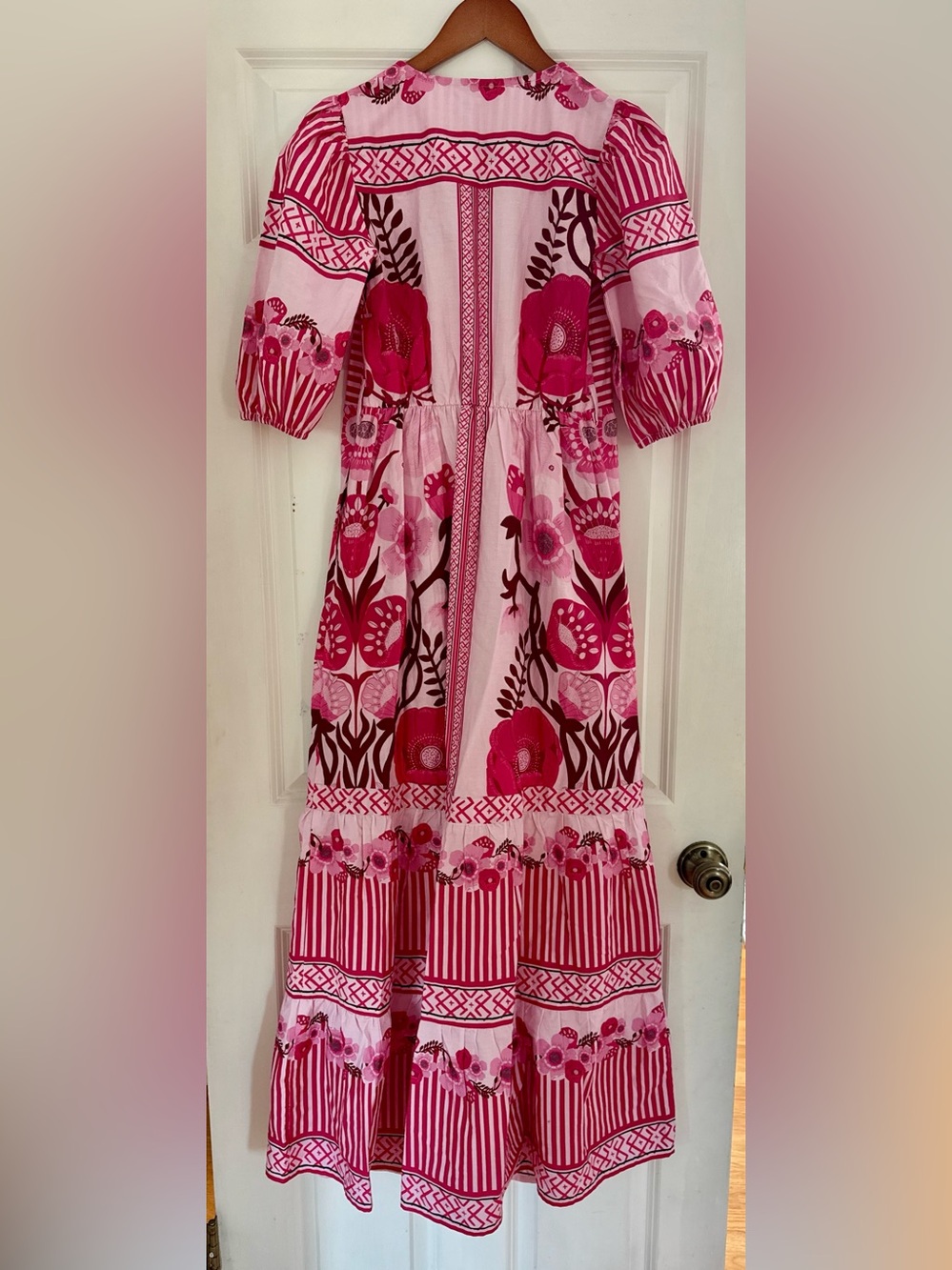 NWT CELINA MOON Pink Floral Maxi Dress, size XS- missing belt - Picture 3 of 6